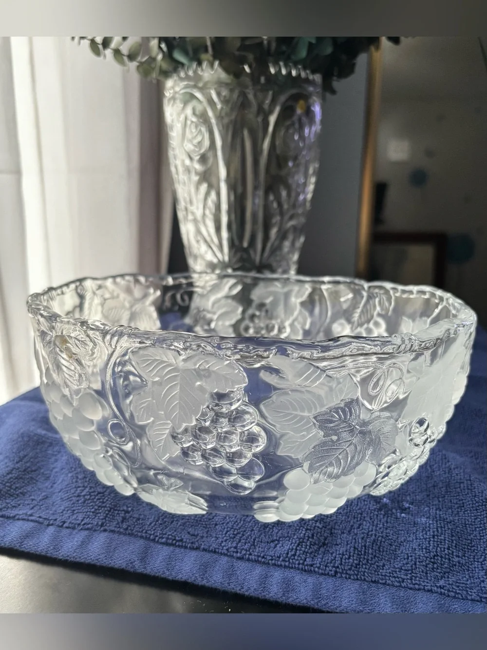 Vintage Mikasa Walther Glas Carmen Crystal Grape Serving Bowl W. Germany